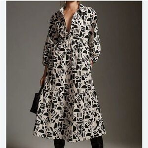 Black and White Long Sleeve shirtdress